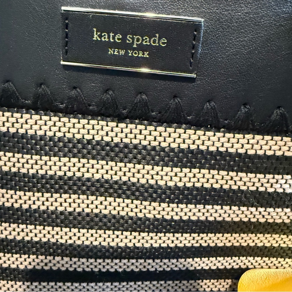 Rare Discontinued Kate Spade The Pier Striped Medium Tote NWT Black Beige Purse! - Picture 13 of 16